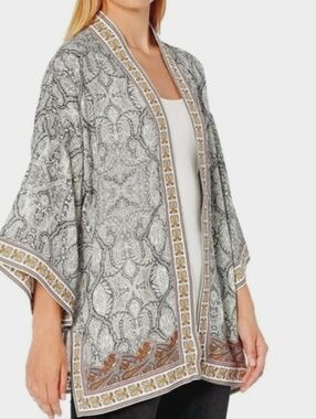 Max Studio Kimono Jacket in Black Cream Red Size 1X